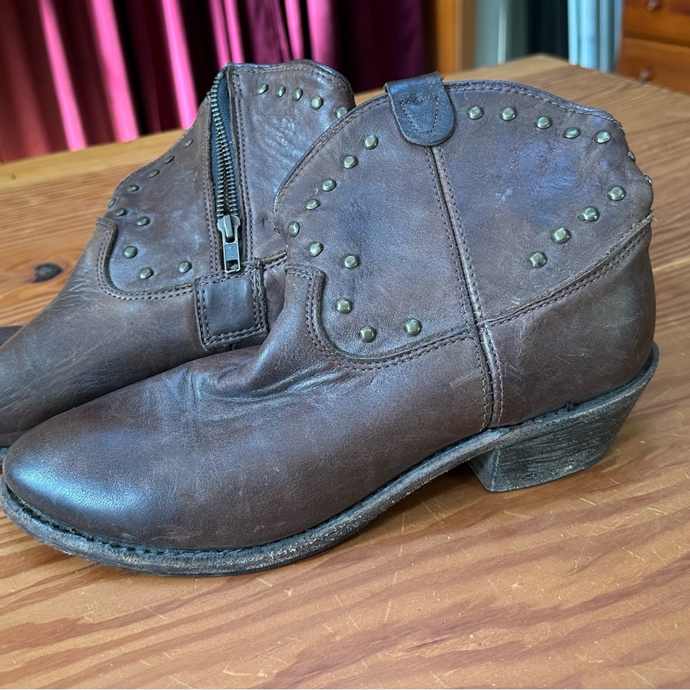 Cowboy Ankle Boots studded with side zip like new size 8.5 worn once